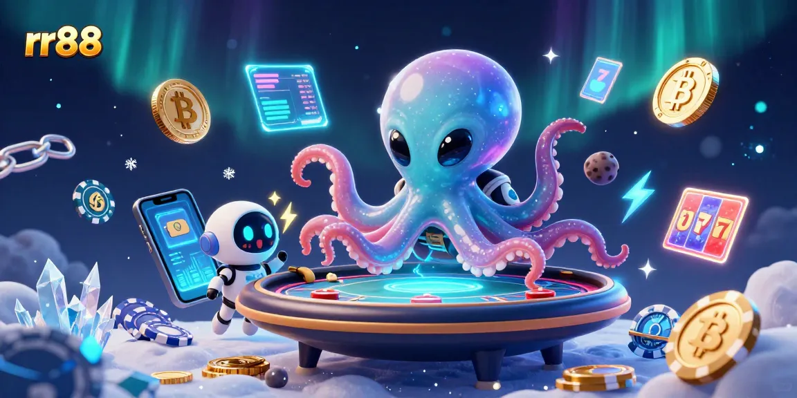 Navigate the thrilling universe of rr88 as the alien octopus engages at a holographic poker table.