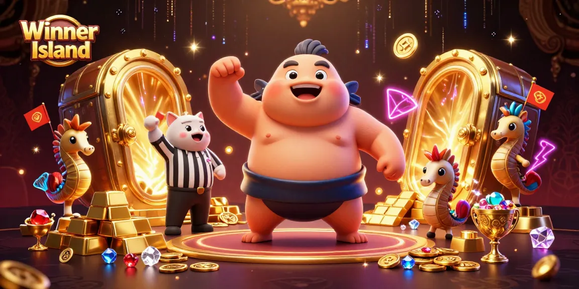 Experience excitement at Winner Island Casino, featuring a dynamic underwater scene with unique characters and casino elements.